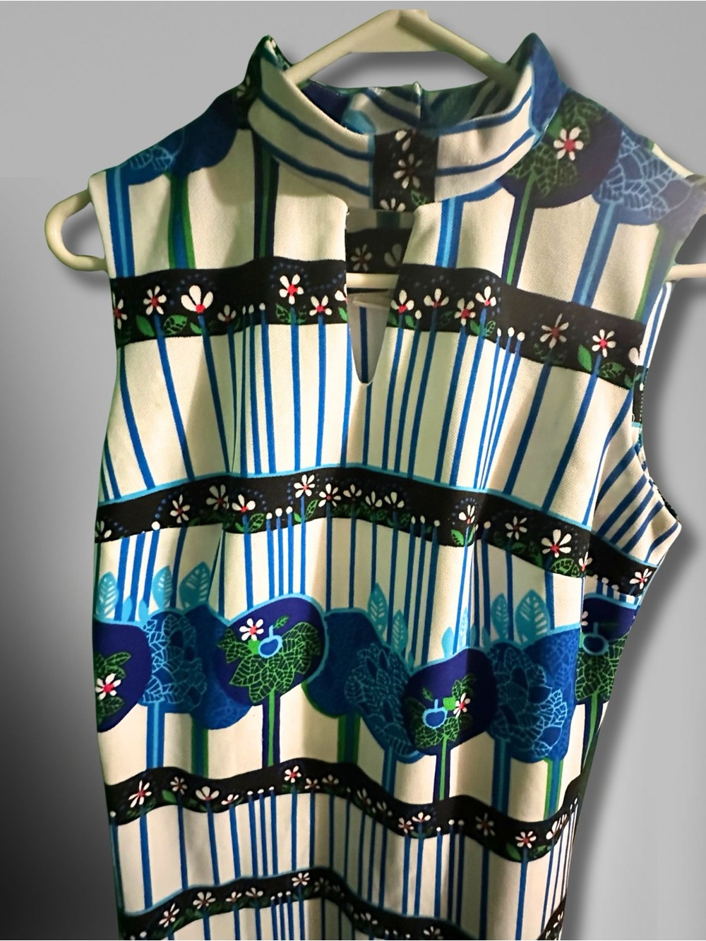 Vintage 1970’s Terry Chicago Blue Floral Maxi Dress - Women's Printed Maxi